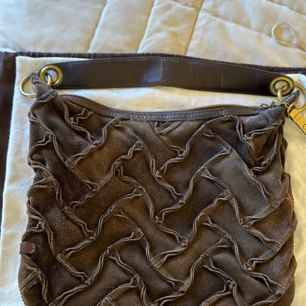🎄👸🏻Cole Haan Vintage chocolate suede handbag. 13” wide x 11” tall. 2.5” depth